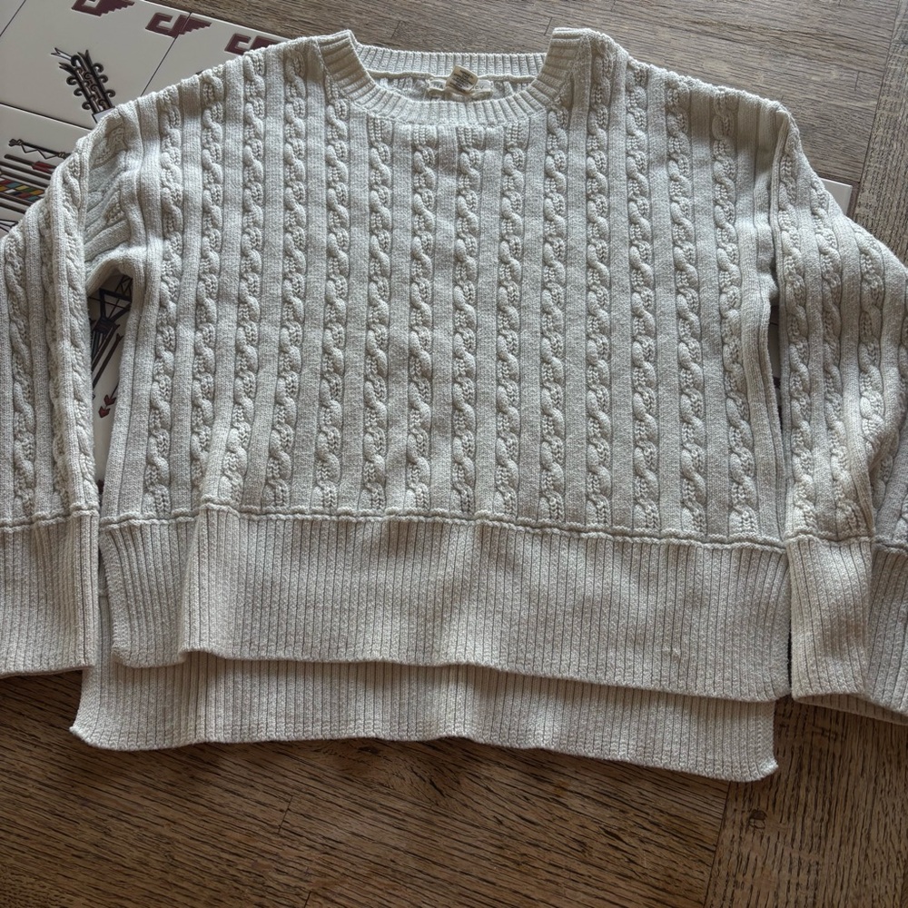 Happily Grey Cozy Cream Cable Knit Sweater